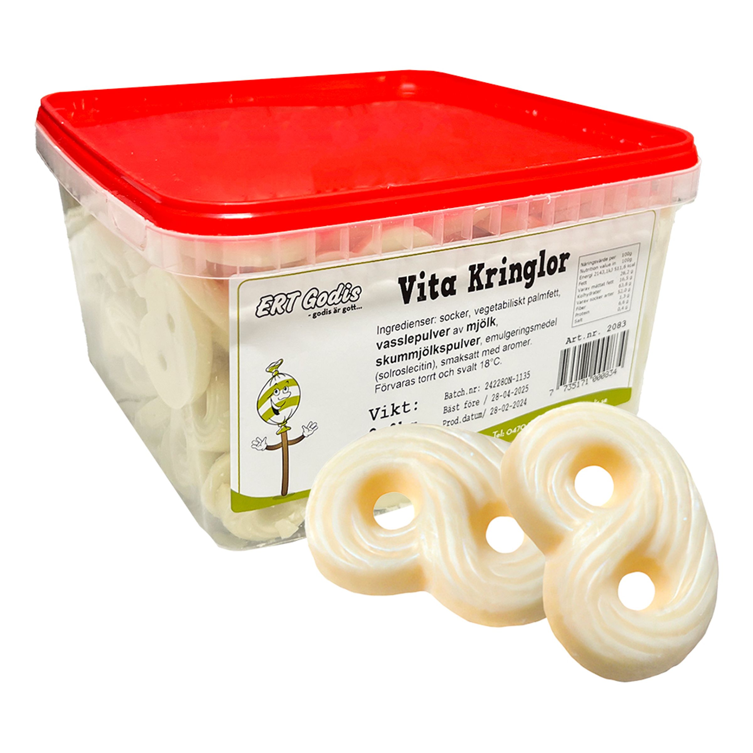 Hvide Chokoladekringler Økonomipakke - 2 kg