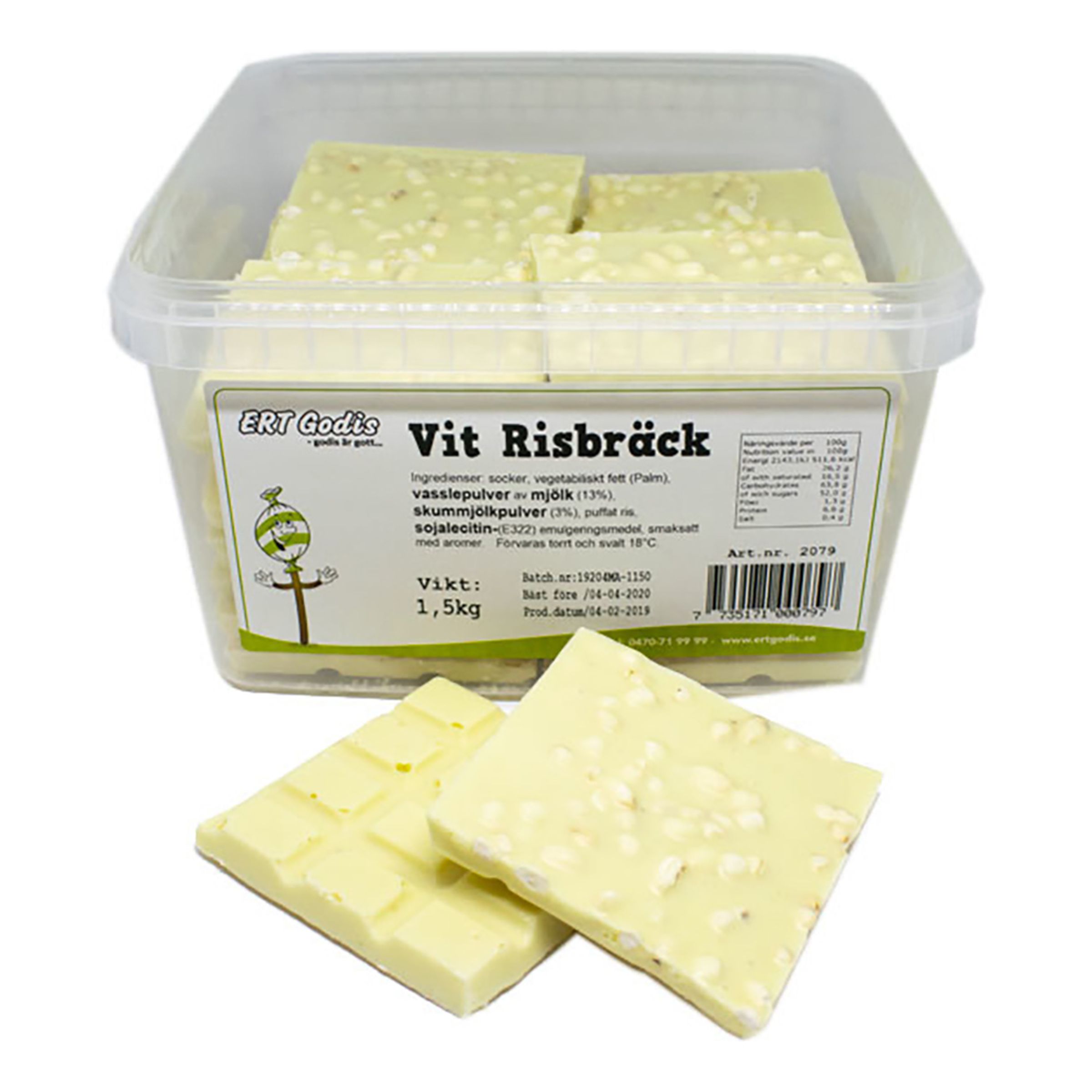 Hvid Rischokolade Økonomipakke - 1,5 kg