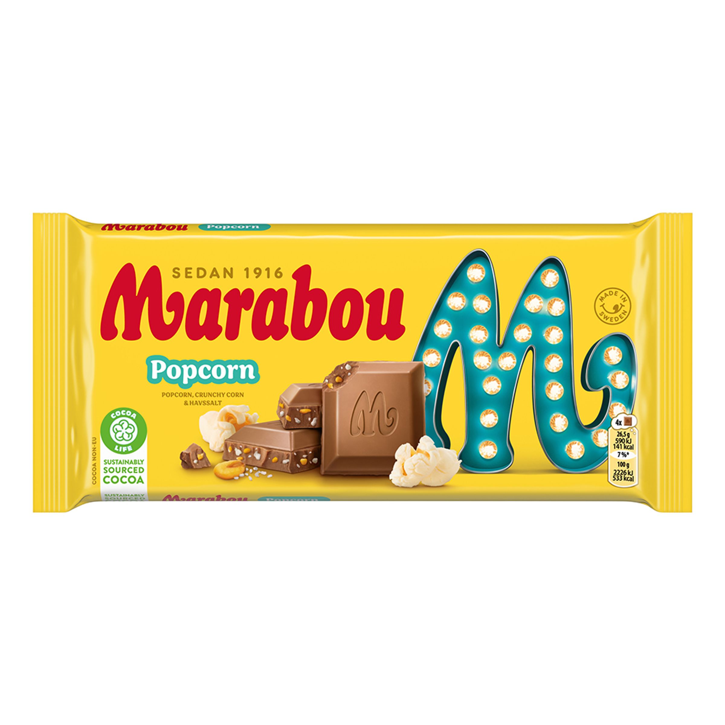 Marabou Popcorn Chokolade - 185 gram