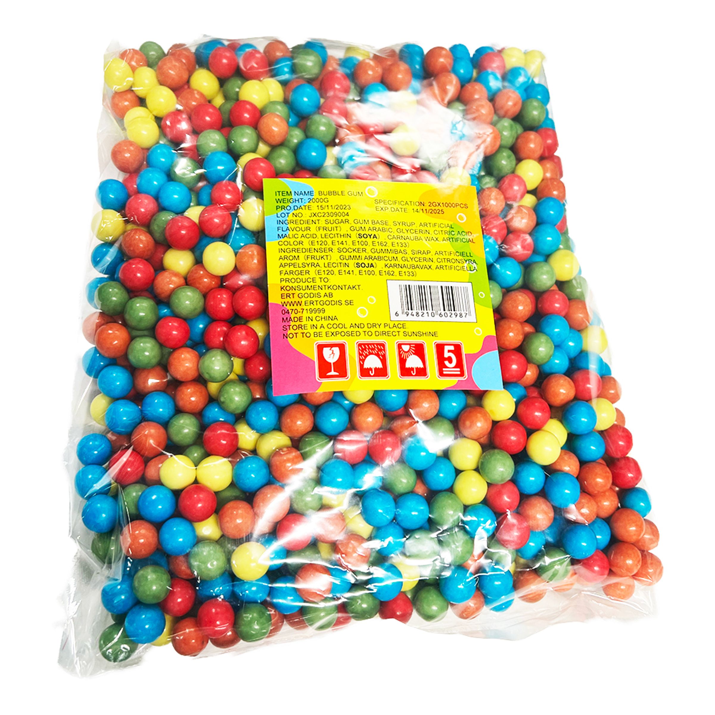 Små Tyggegummikugler Økonomipakke  - 2 kg