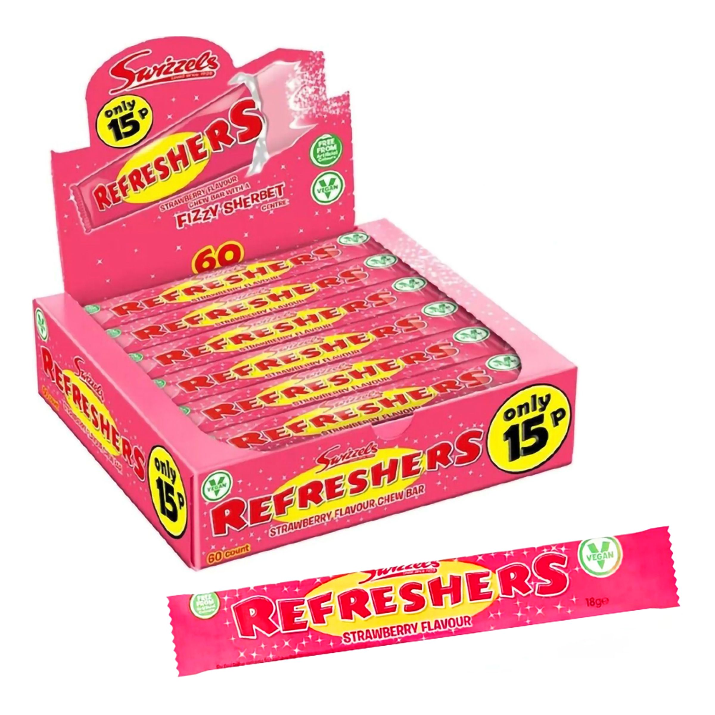 Refreshers Jordbær Storpak - 60-stk