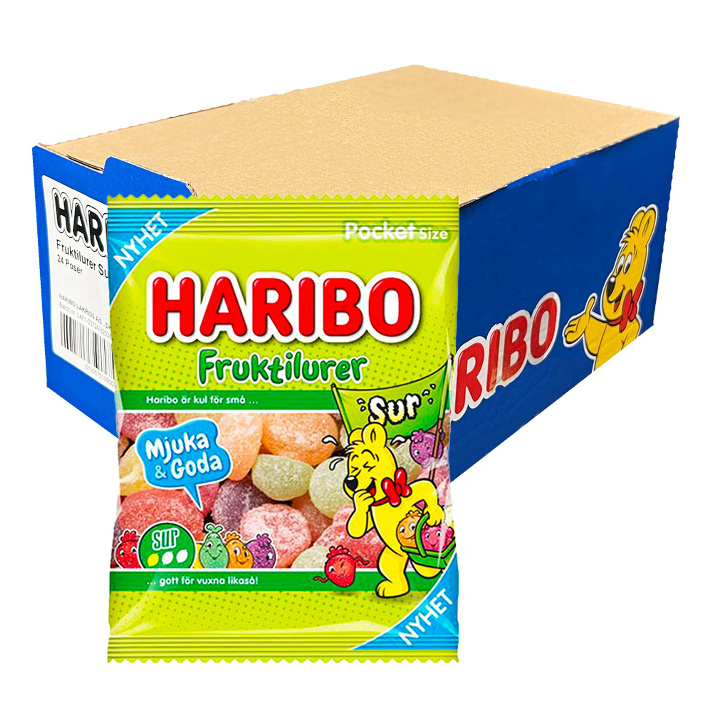 Haribo Fruktilurer Sur Storpak - 24-pak