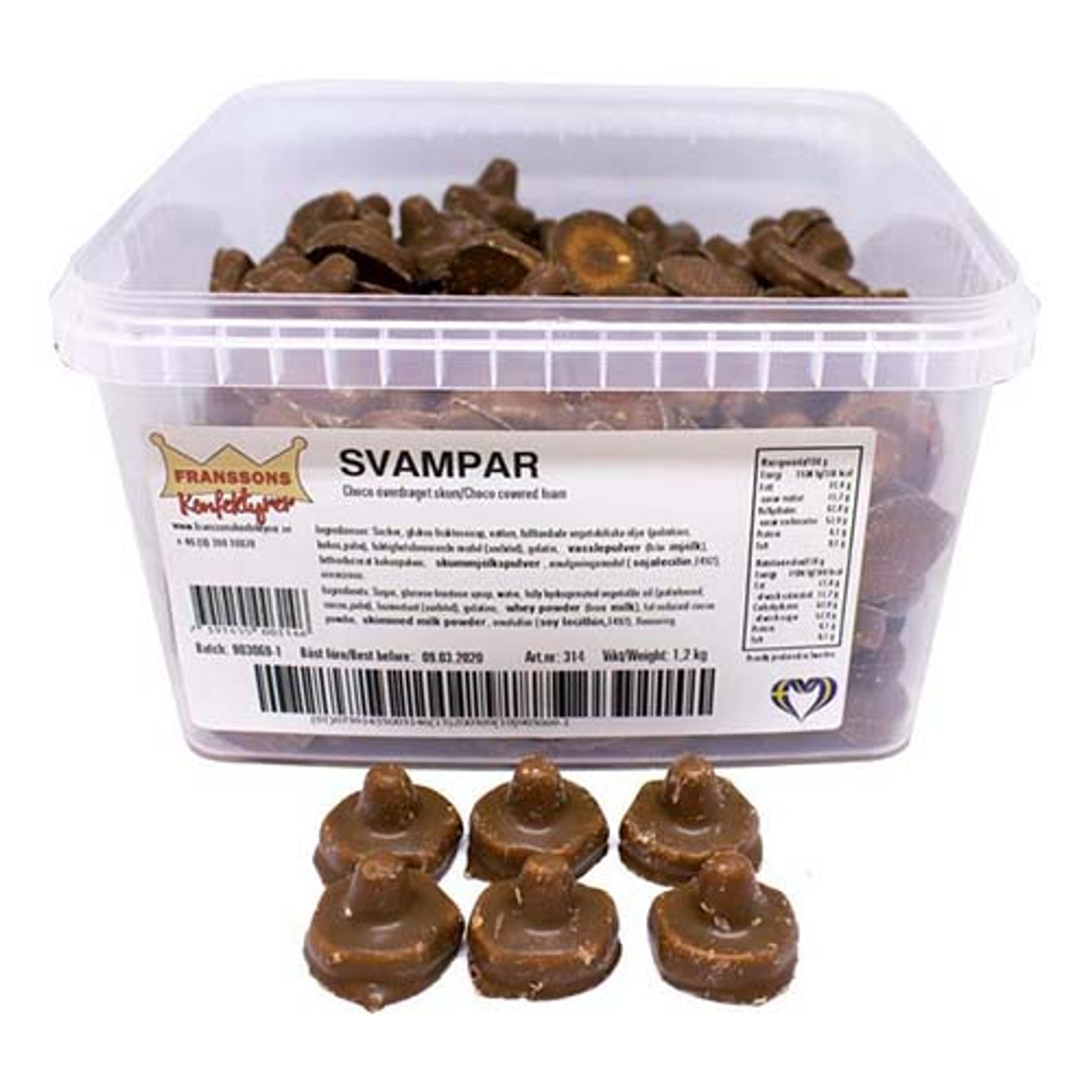 Chokoladesvampe Løsvægt i Plastbøtte - 1,2 kg