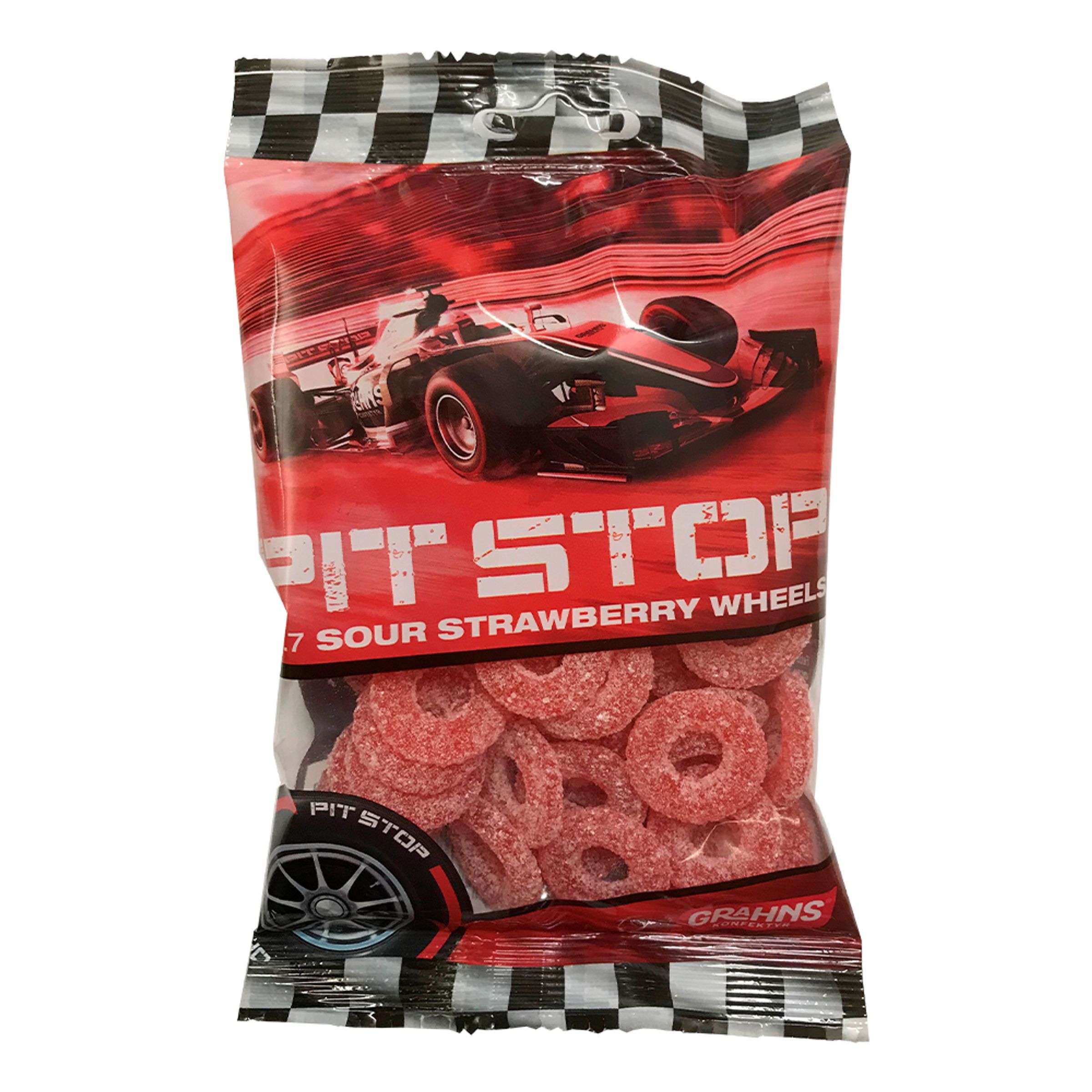 Pit Stop Sour Strawberry Wheels - 100 g