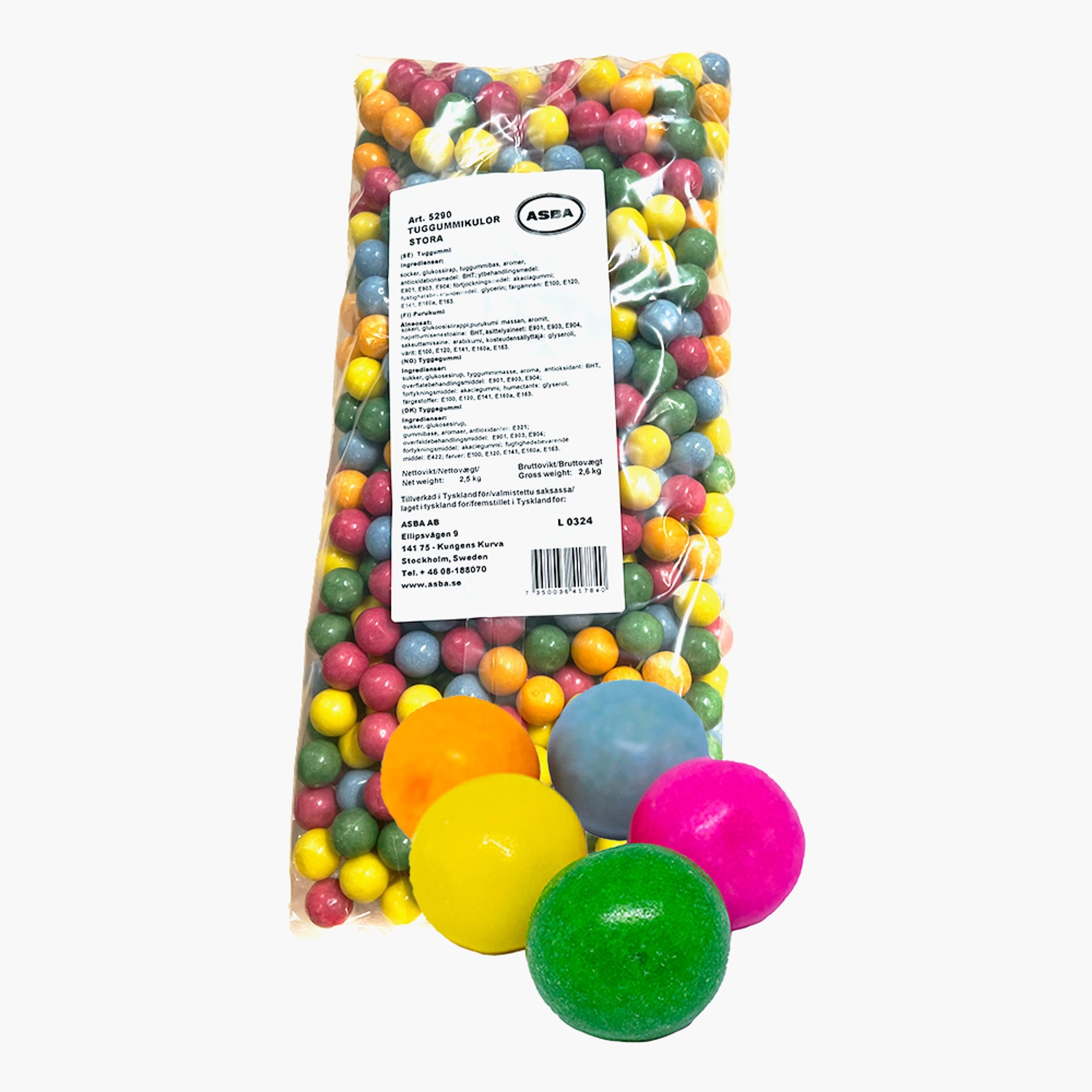 Store Tyggegummikugler Økonomipakke - 2,5 kg