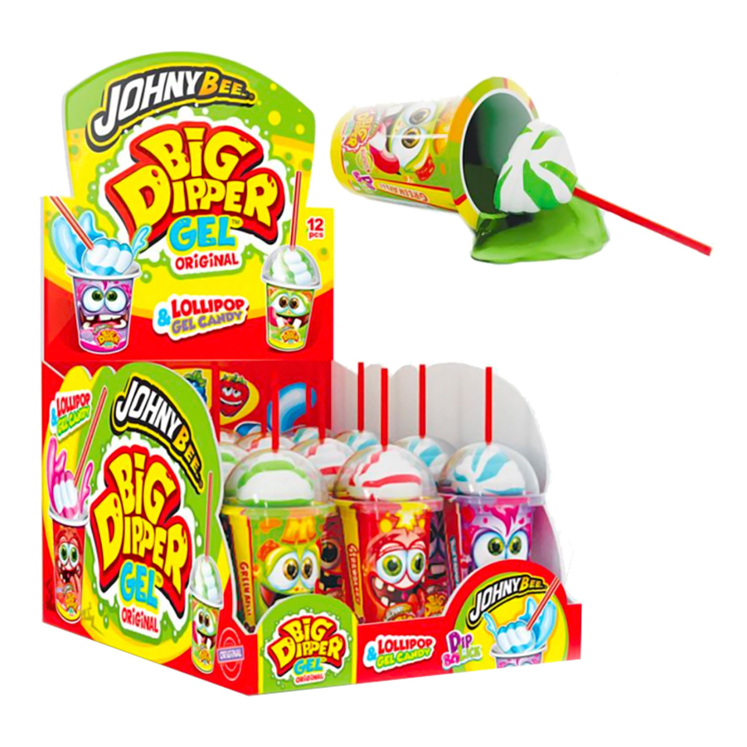 Johnny Bee Big Dipper Gel Slikkepind Storpak - 12-pak