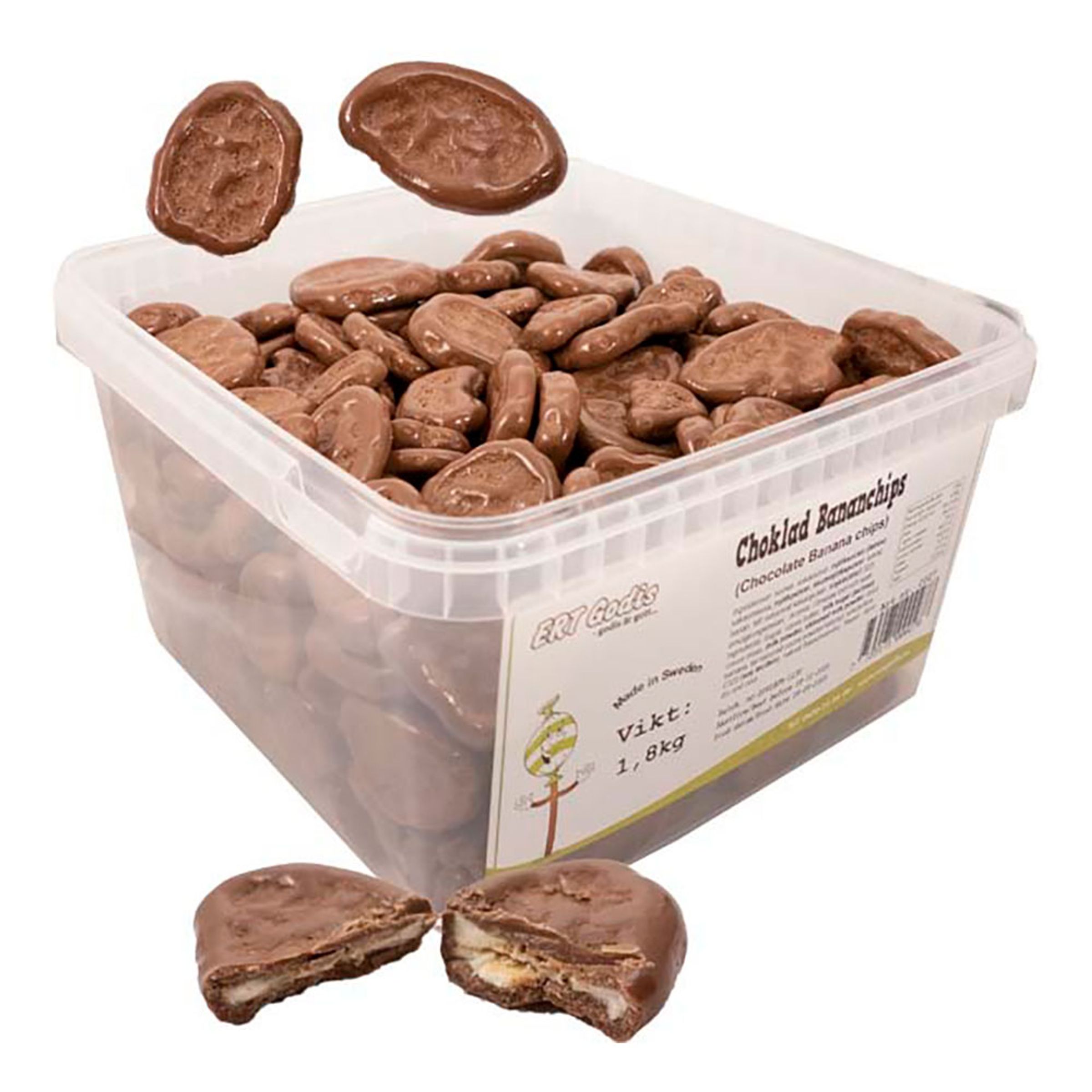 Bananchips Chokolade Storpak - 1,8 kg