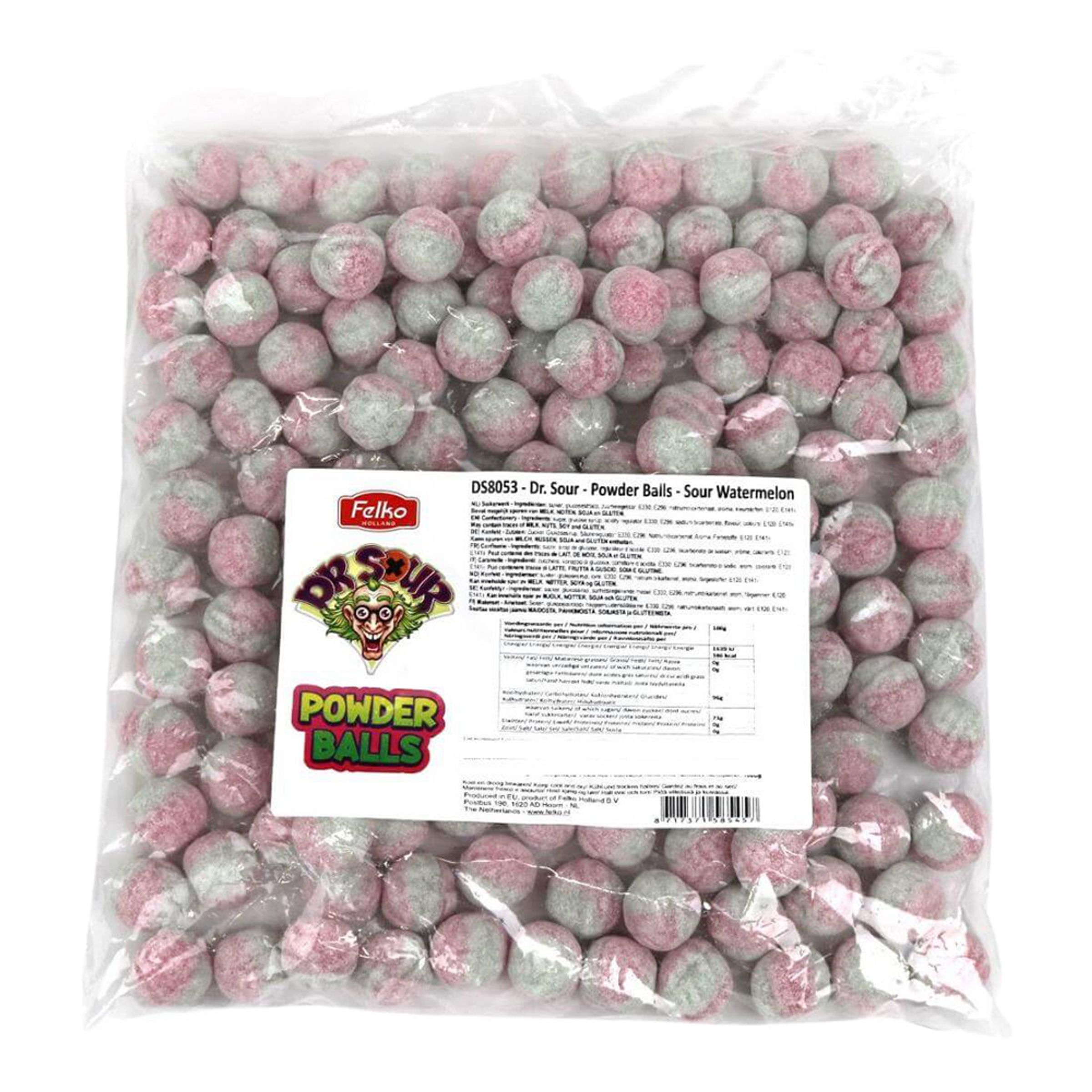 Dr Sour Powder Balls Sour Watermelon Økonomipakke - 1 kg