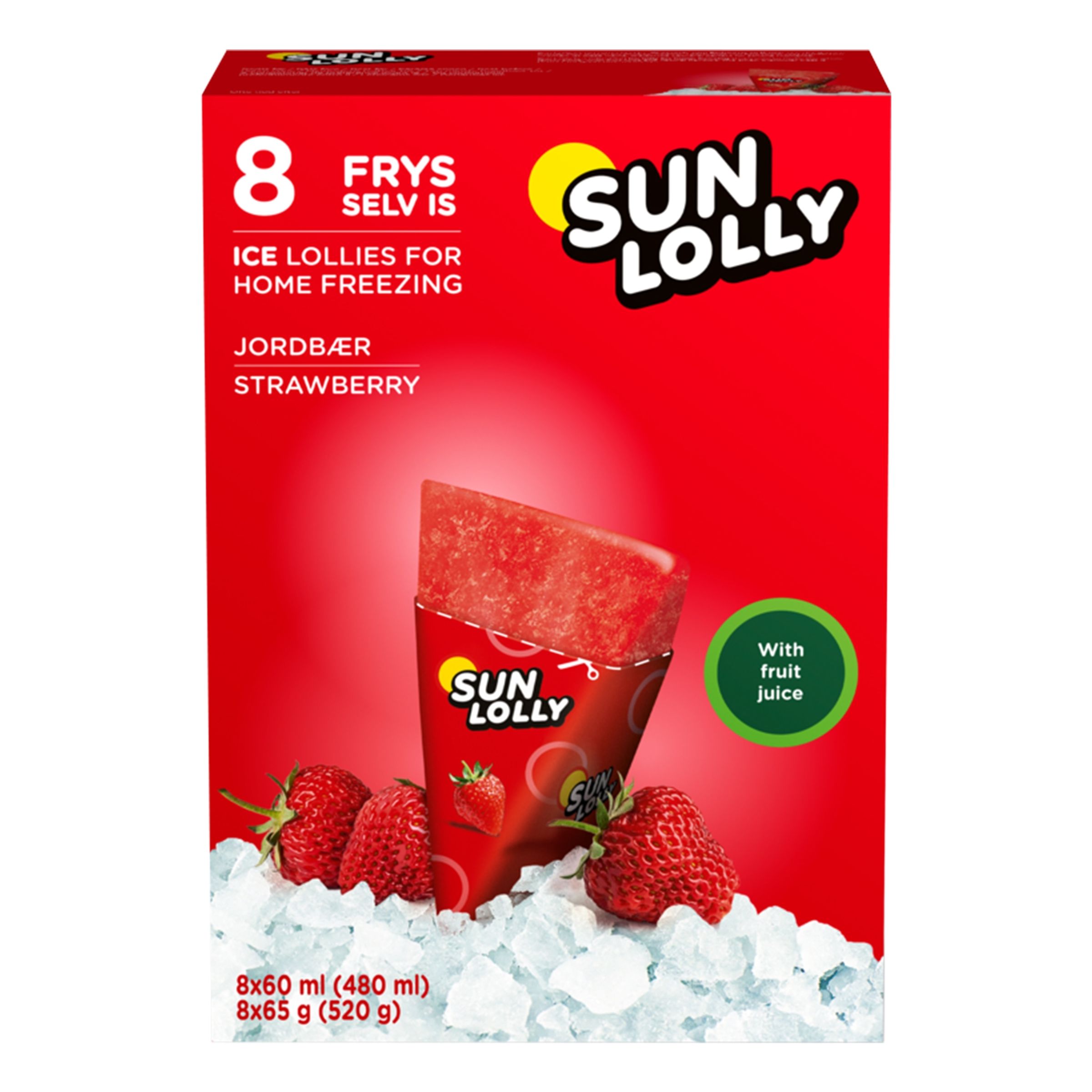 Sun Lolly Jordbær Is - 8-pak