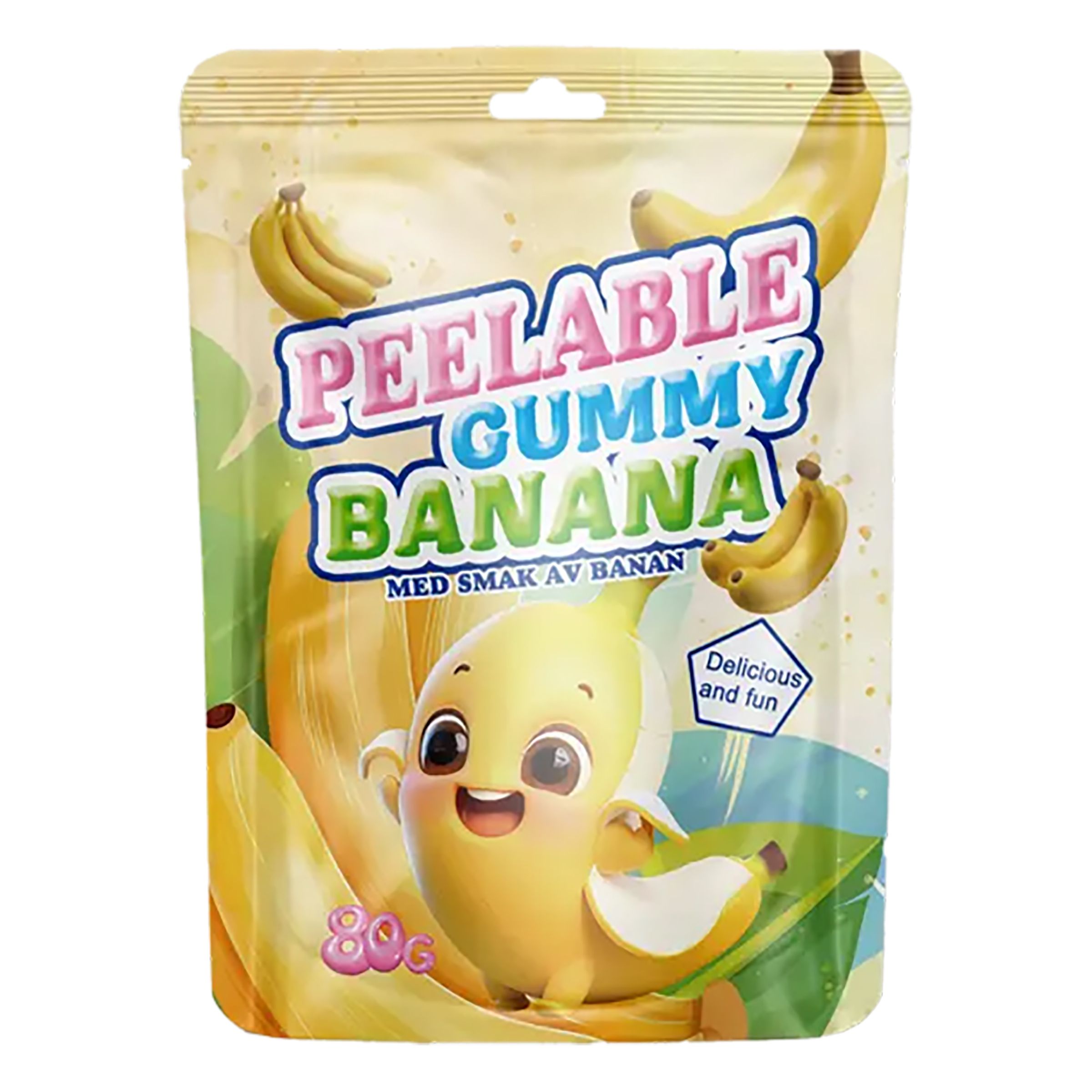 Skrælbar Gummy Banan Geléslik - 80 gram