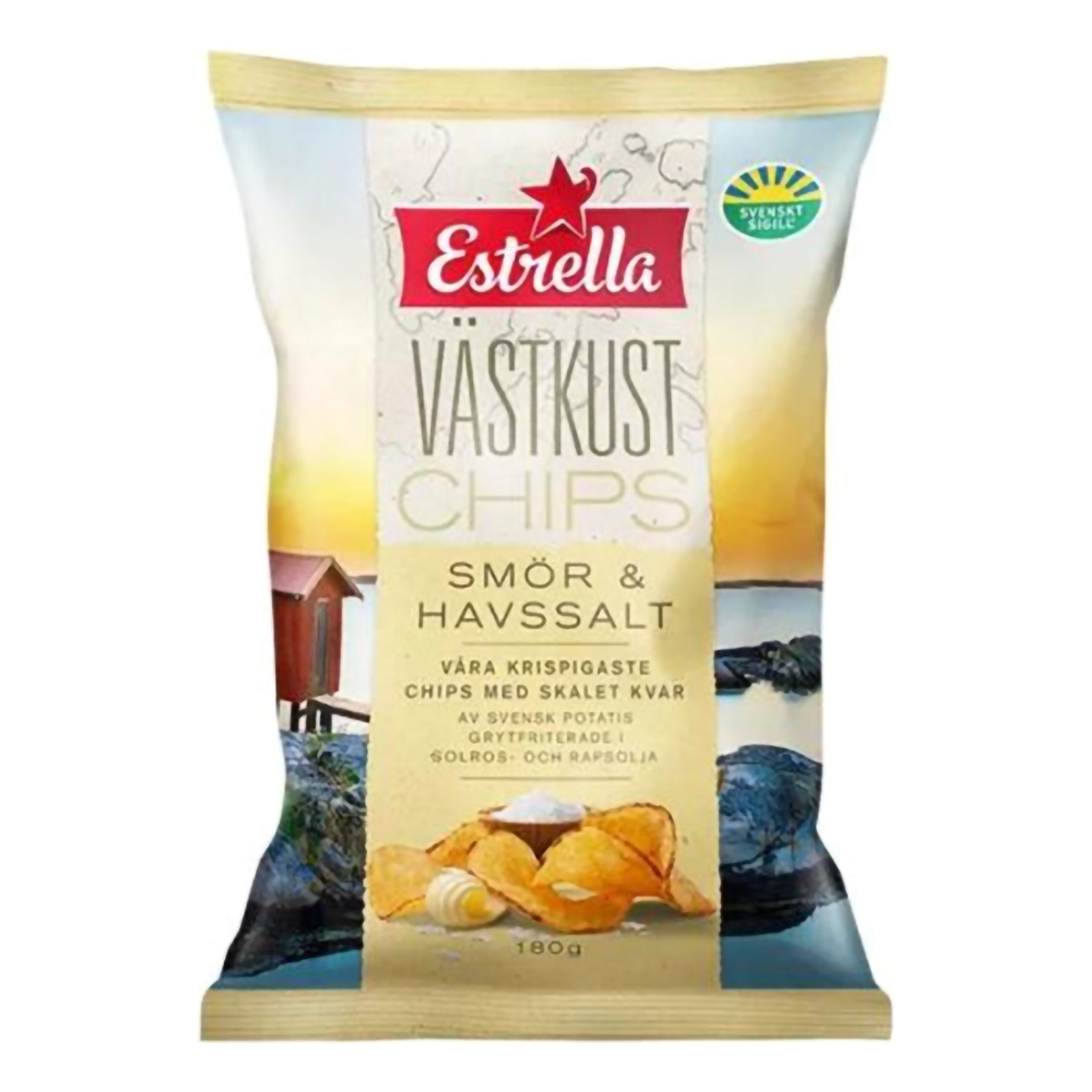 Estrella Västkustchips Smør & Havsalt - 180 gram