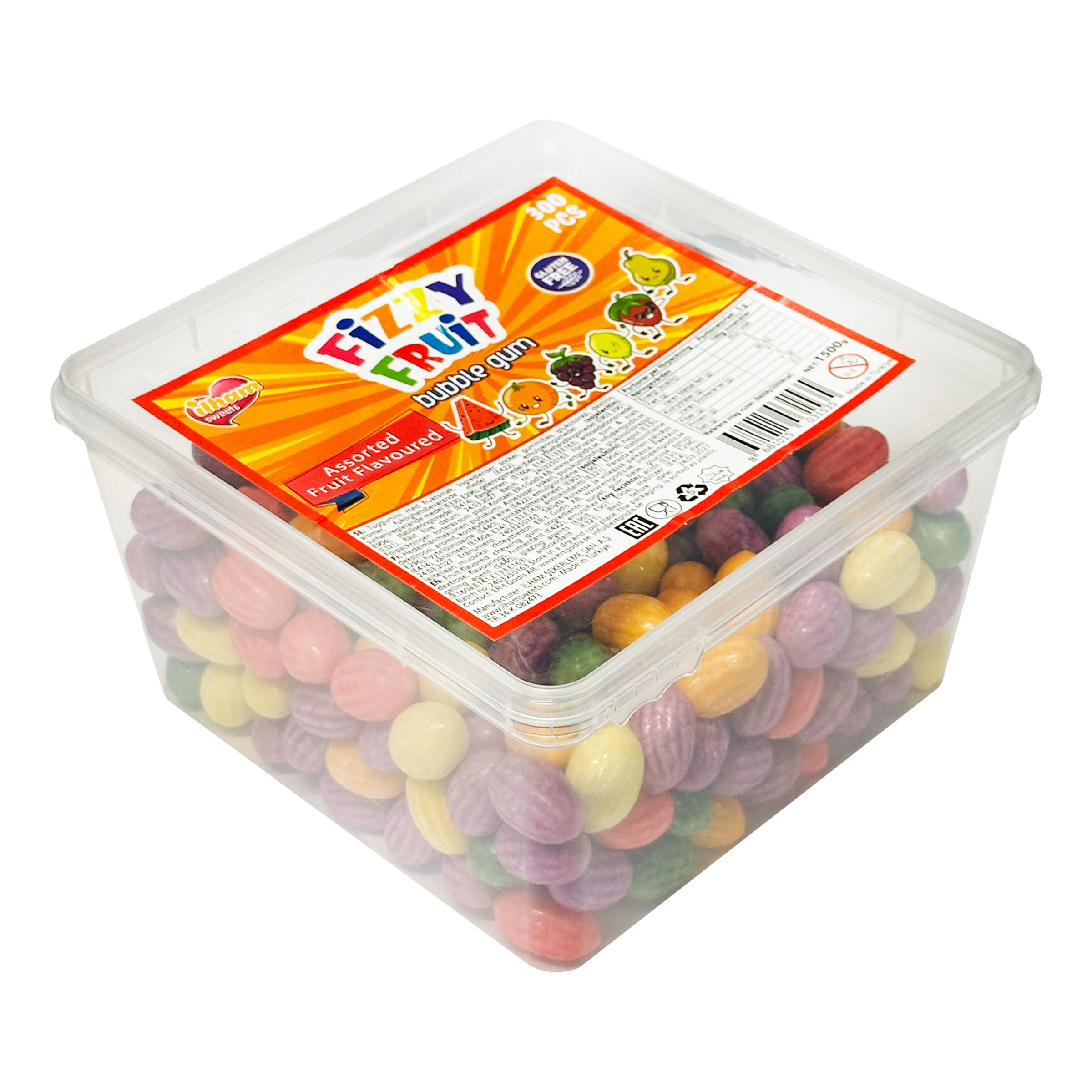 Fizzy Fruit Bubblegum Økonomipakke - 1,5 kg