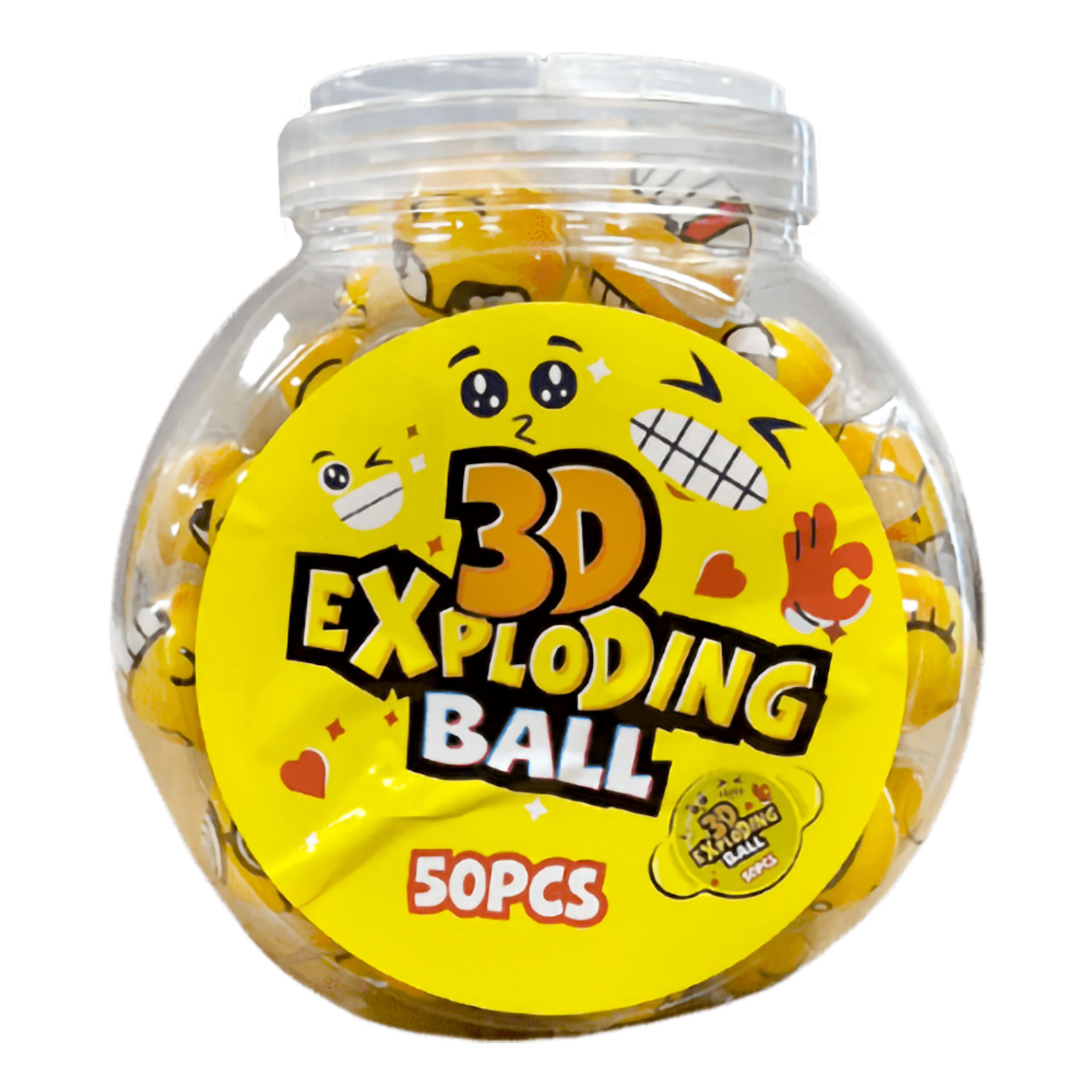 3D Smile Exploding Ball Økonomipakke - 50-pak