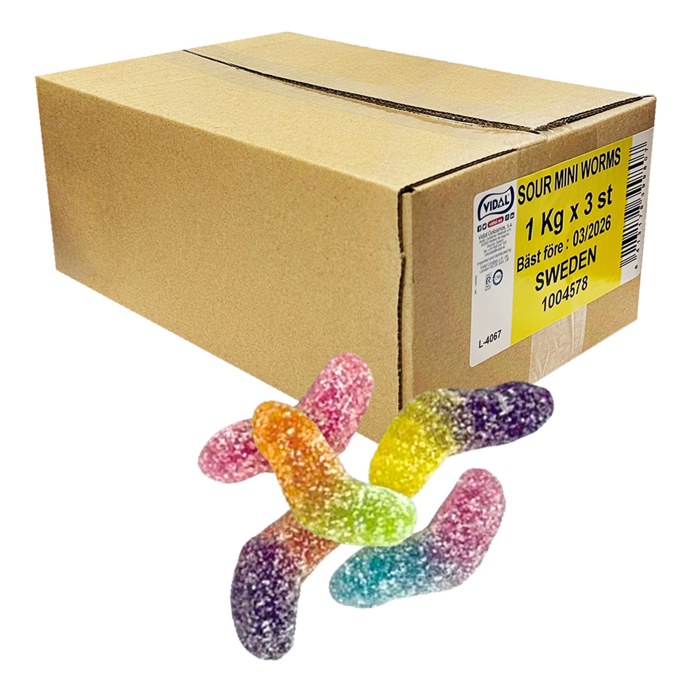 Sour Mini Worms Økonomipakke - 3 kg