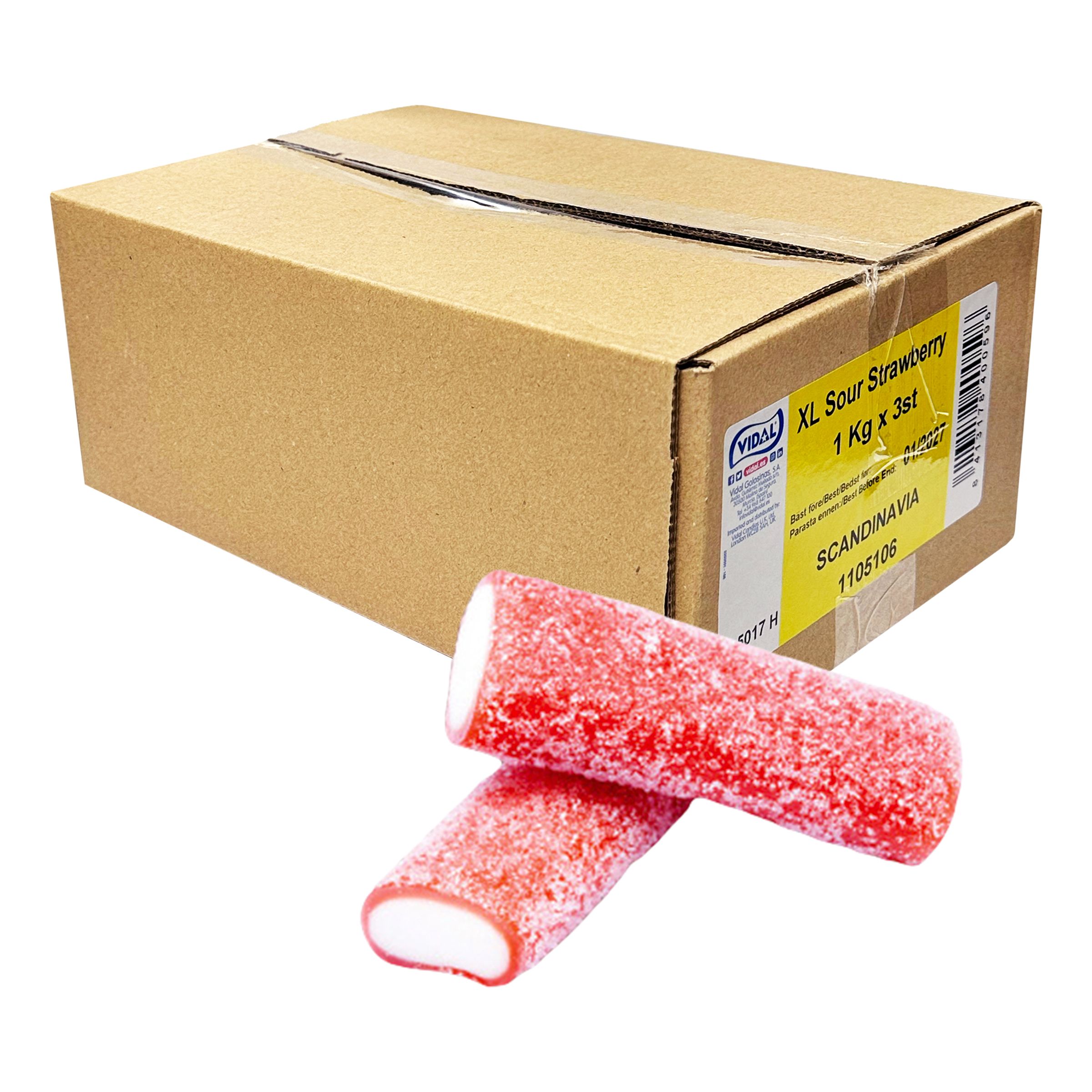 XL Sour Strawberry Økonomipakke - 3 kg