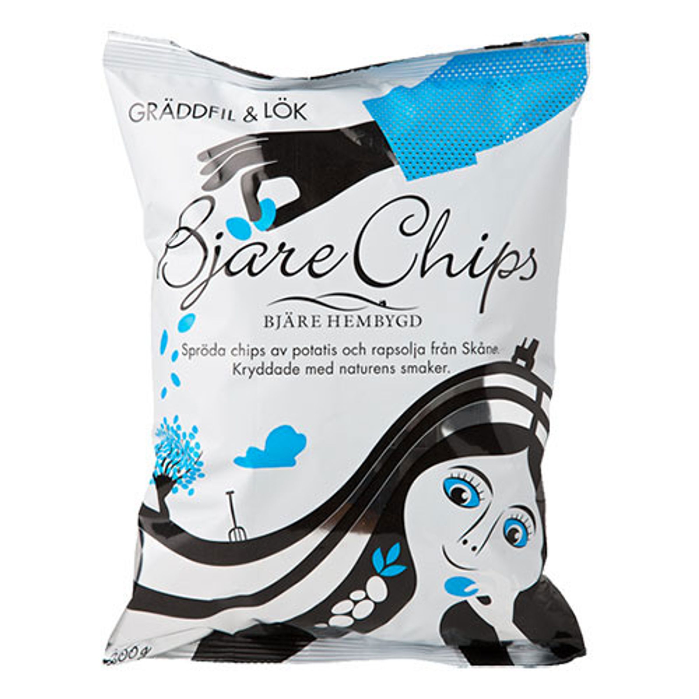 Bjäre Chips Creme Fraiche & Løg - 200 gram