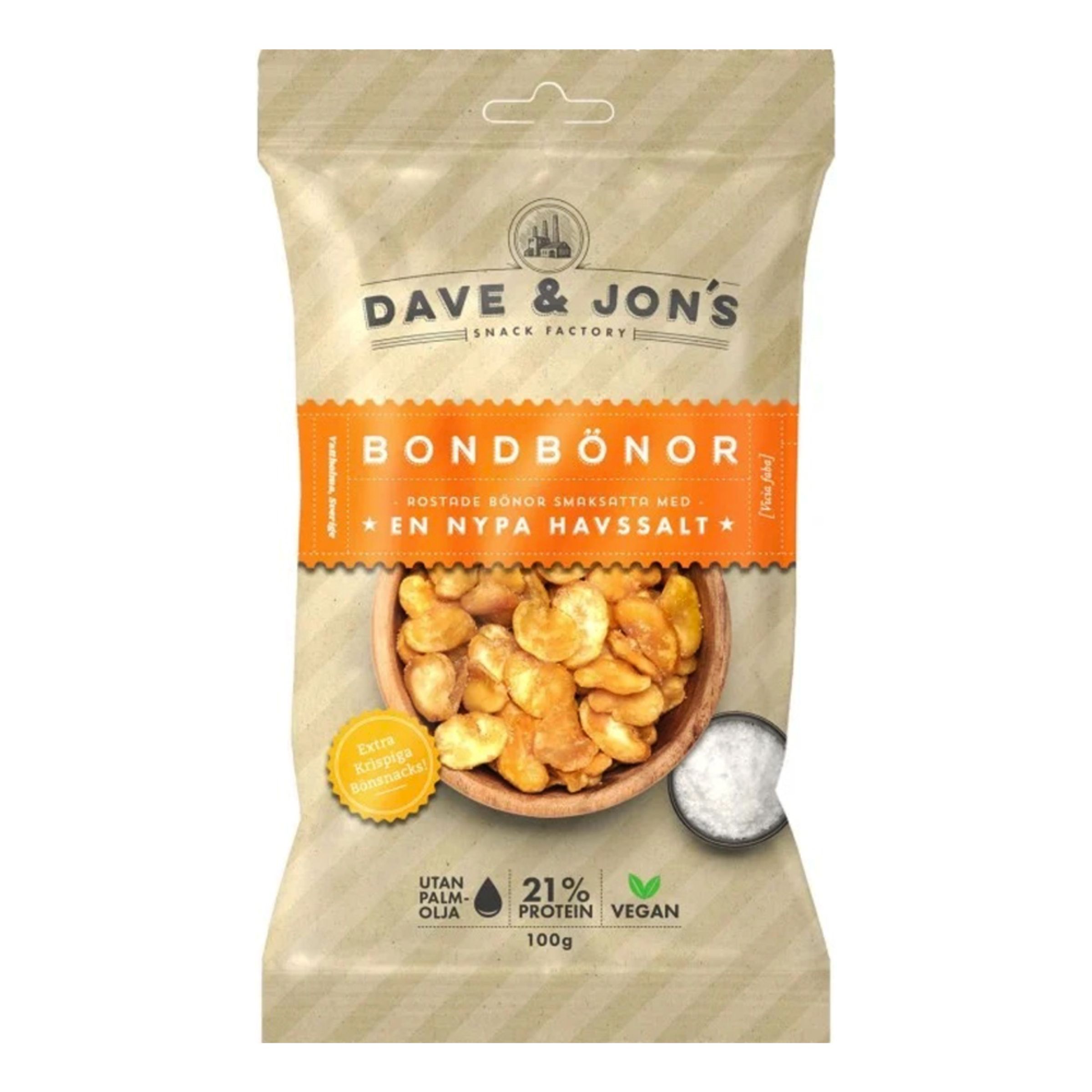 Dave & Jons Ristede Hestebønner Havsalt - 100 gram