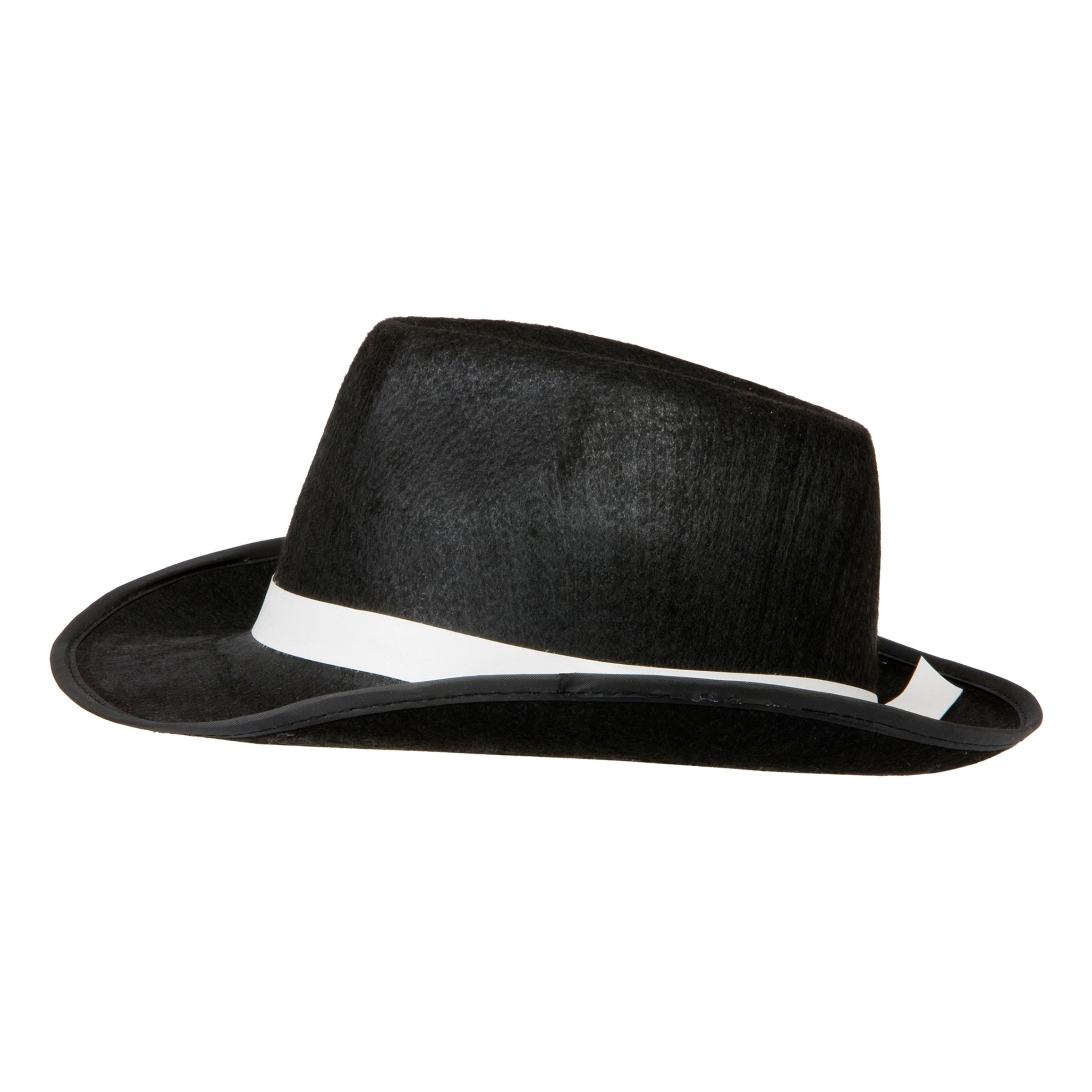 Gangsterhat Sort med Hvidt Bånd - One size