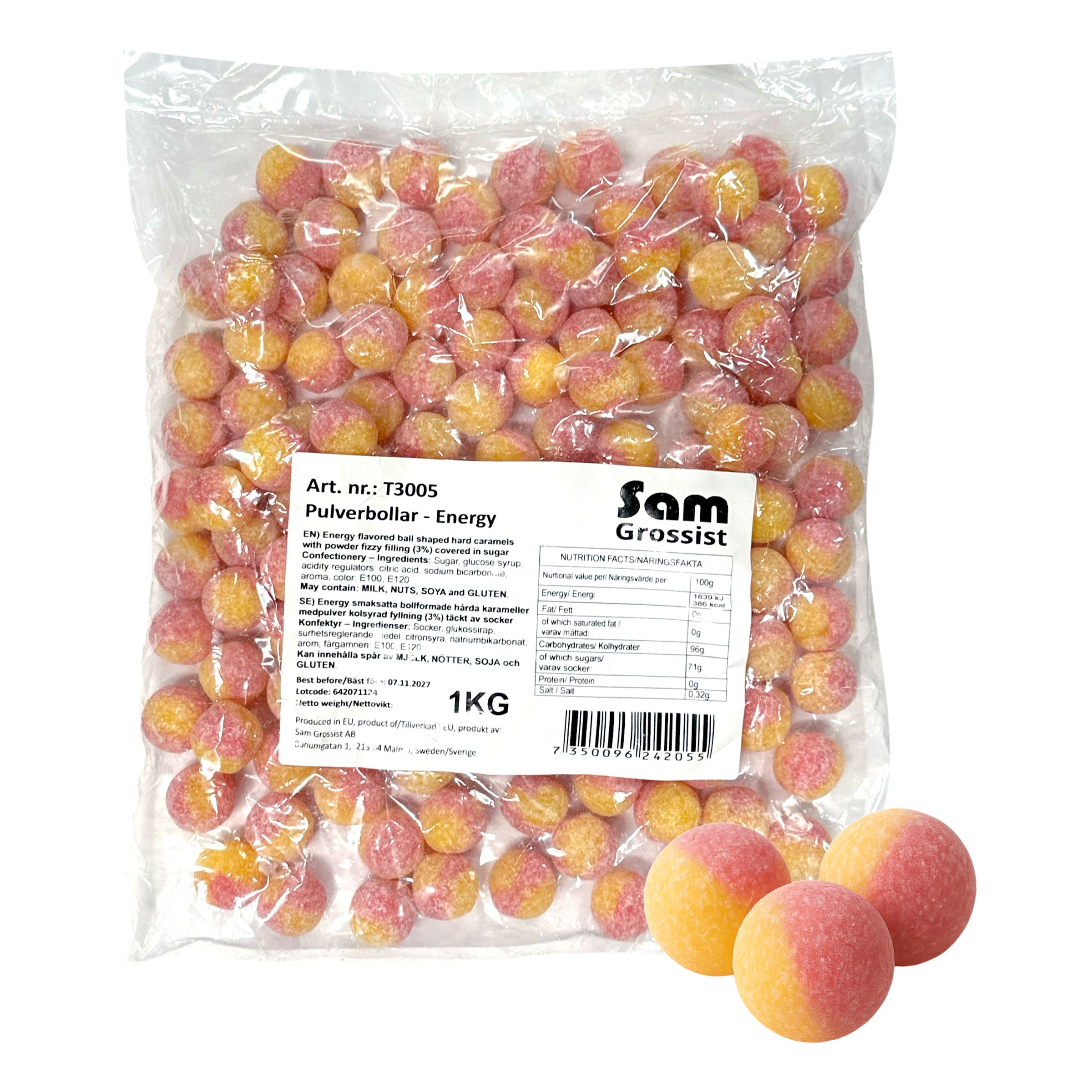 Pulverboller Energy Økonomipakke - 1 kg