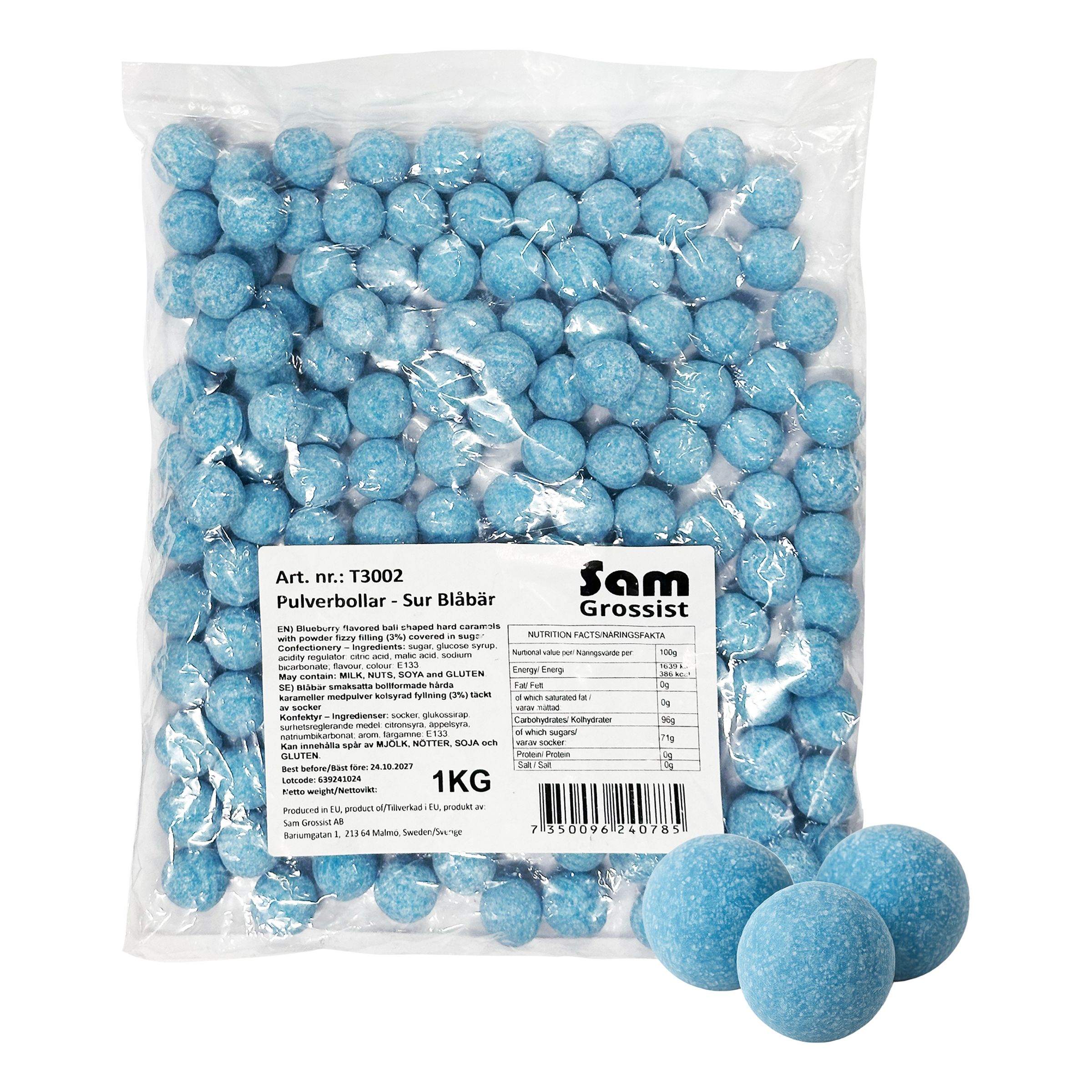 Pulverkugler Sur Blåbær Økonomipakke - 1 kg