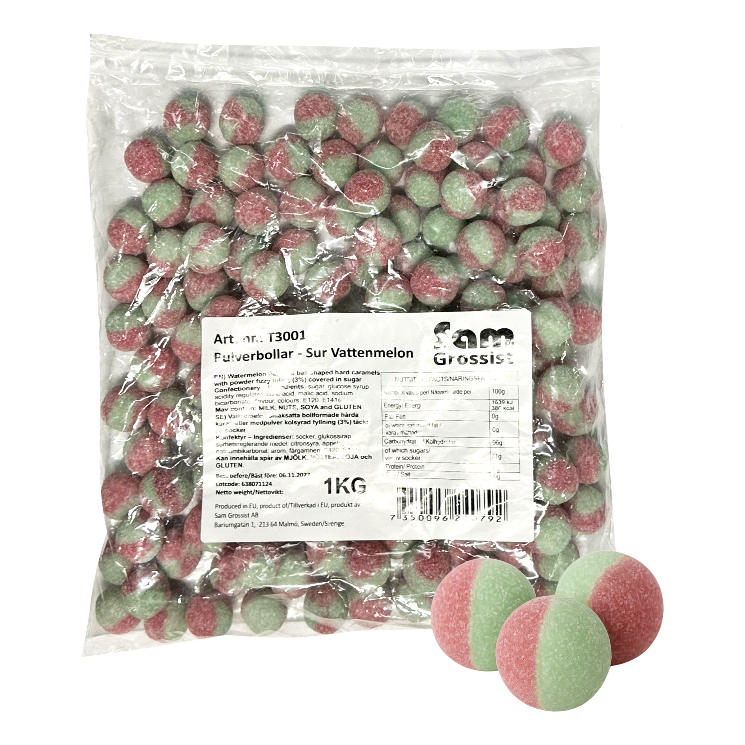 Pulverkugler Sur Vandmelon Økonomipakke - 1 kg